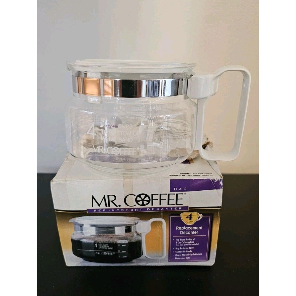 Mr. Coffee BL6 PR6 PR6D TR40 Replacem 4 Cup Pot Decanter White Fits Other Brands